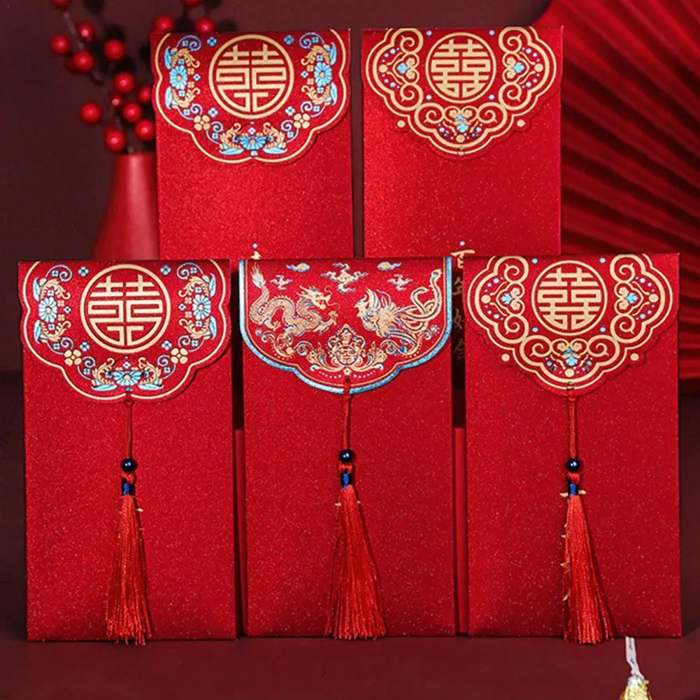 

10pcs Hongbao Red Envelope Chinese New Year 2022 Tiger Creative Red Bag Spring Festival Marriage Birthday Red Pocket Envelopes