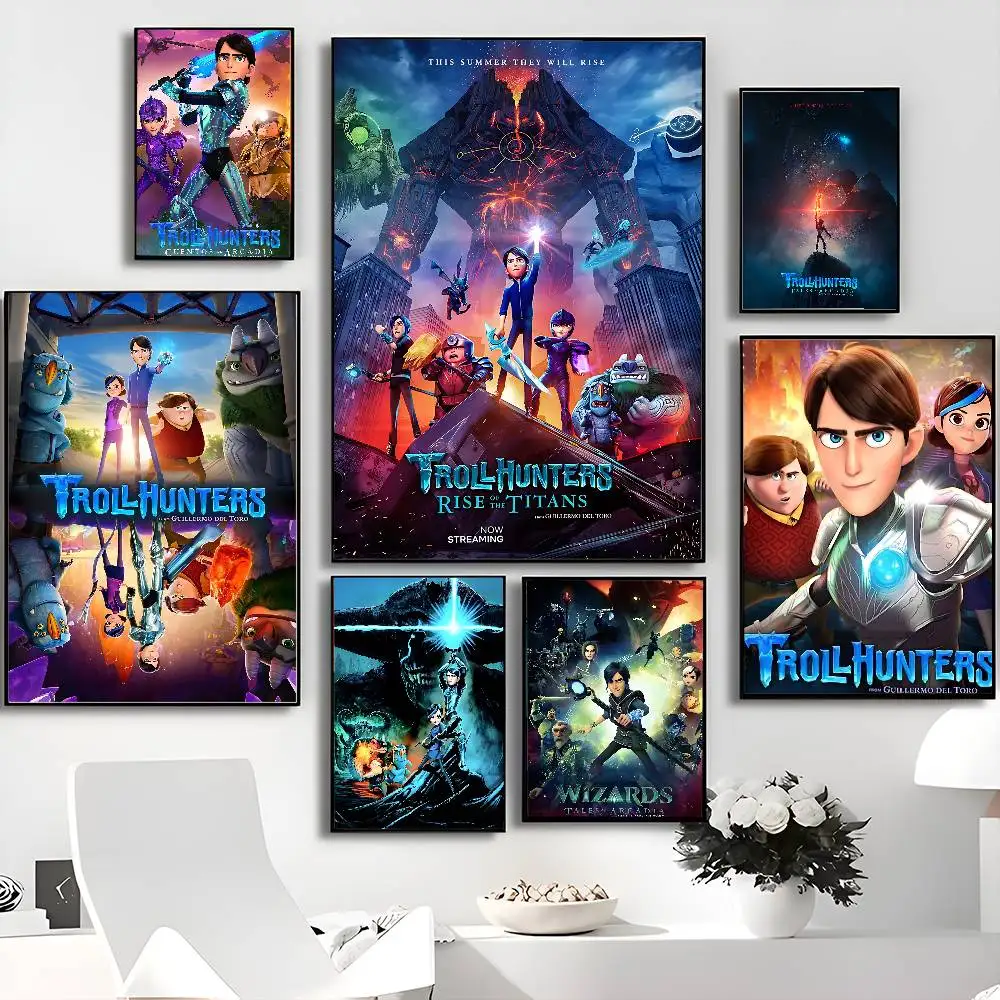 Фото Постер T-Trollhunters T-Tales Of A-Arcadia Whitepaper, постер высокого качества, настенная живопись, декор для стен кабинета №2