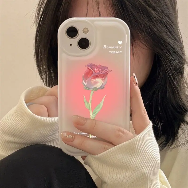 

Телефон в розовой Розе, подходит для IPhone13 13Promax 12promax 12Pro Xsmax 11Promax Xr Xs Premium Sense, силиконовый мягкий телефон