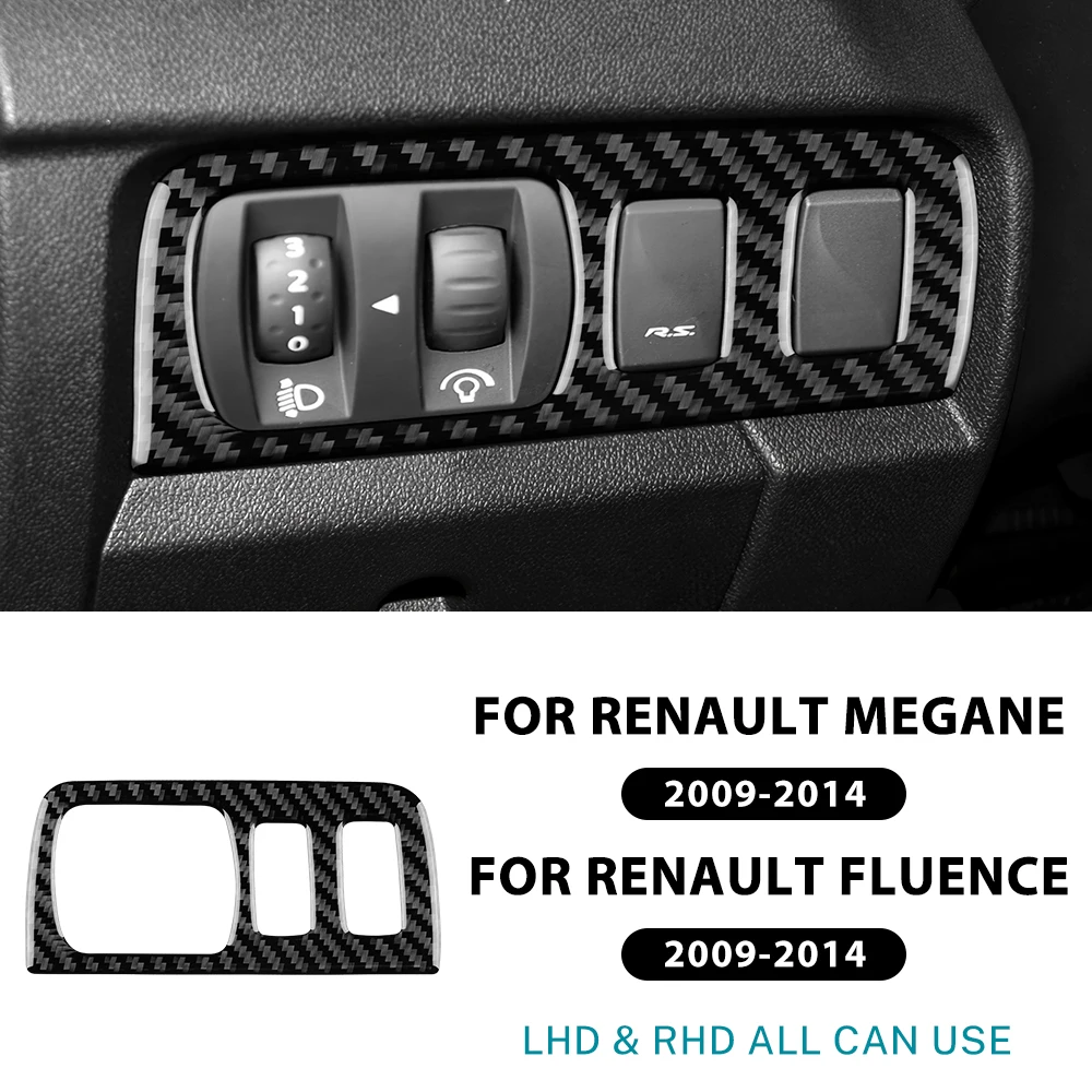

Настоящее мягкое углеродное волокно для Renault Megane 3 2009 2010 2011 2012 2013 2014 Renault Fluence Автомобильная фара Кнопка Рамка Наклейка LHD RHD