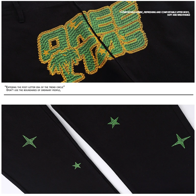 Four Seasons Men's Jeans Letter Embroidered Text Pattern Straight Leg Wide Leg Pants Y2k Pants Men Streetwear Brand High Quality