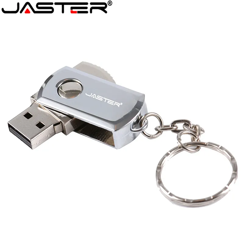 

JASTER Metal USB 2.0 Flash Drive Rotation Pen Drive 8GB 16GB 32GB 64GB Real Capacity Pendrive USB Memory Stick with Key Chain