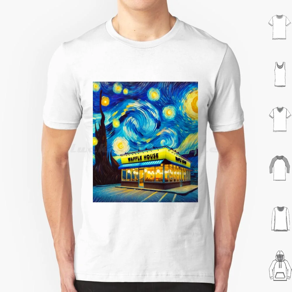 Вафельный Дом Ван Гог футболка хлопок для мужчин и женщин DIY печать вафельный
