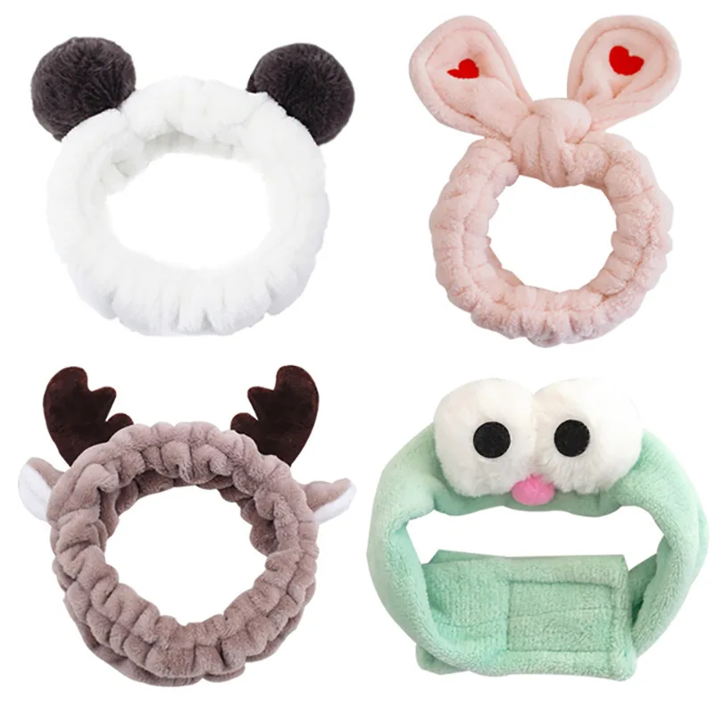 

Wash Face Hair Holder Hairbands Soft Warm Coral Fleece Bow Animal Ears Headbands For Women Girls Turban Fashion Hair Accessories