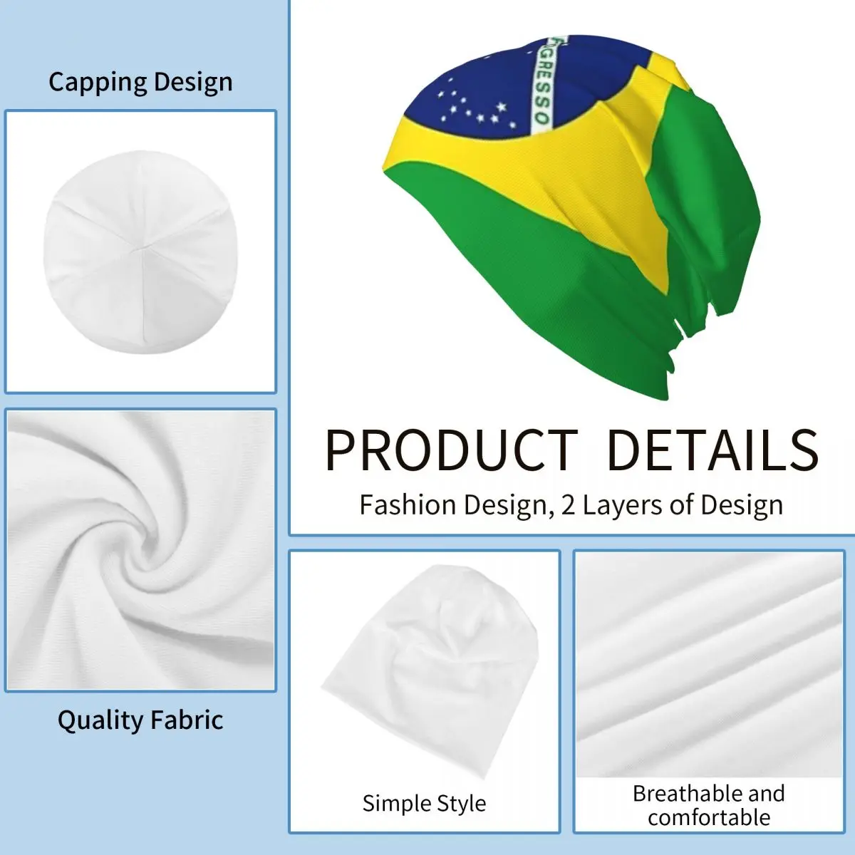 Теплая вязаная шапка с национальным флагом Бразилии шляпа в стиле хип-хоп