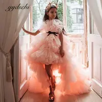 2022 Flower Girl Dress For Wedding Party Gown High-Low Tulle Kid Birthday Princess Dresses Elegant Vestidos De Novia