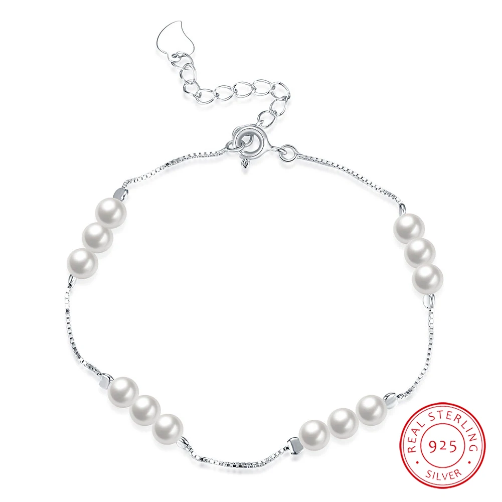 

925 Sterling Silver Pure Silver Shell Pearl Bracelet Simple Exquisite Chain Women Fashion Basic Bracelets