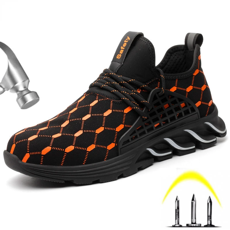 

Safety Shoes Breathable Fabric smashing And Anti-piercing Protection Feet Outdoor Work Boots Wear-resistant Sole Steel Head