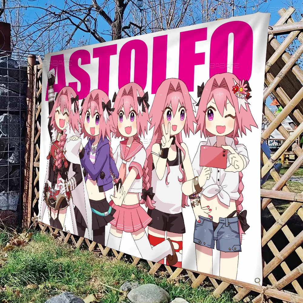 Astolfo Anime Girl High End Quality Banner Printing Artistic Atmosphere Style Camping Flag