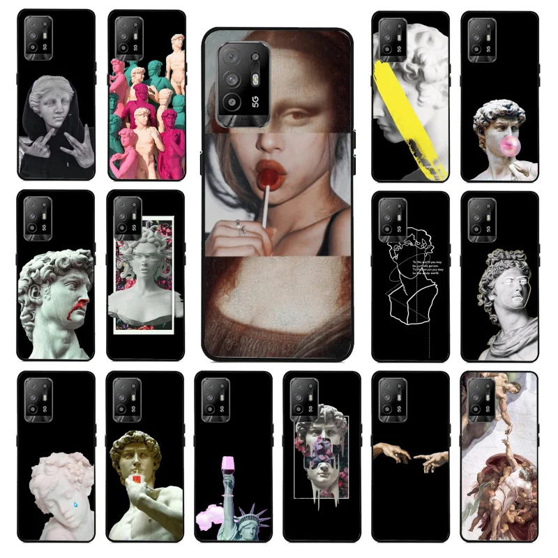 

Art Lines David Mona Lisa funny Phone Case for OPPO A54 A74 A94 A53 A53S A9 A5 A15 A91 A95 A73 A31 A52 A93 A92 Cover Coque