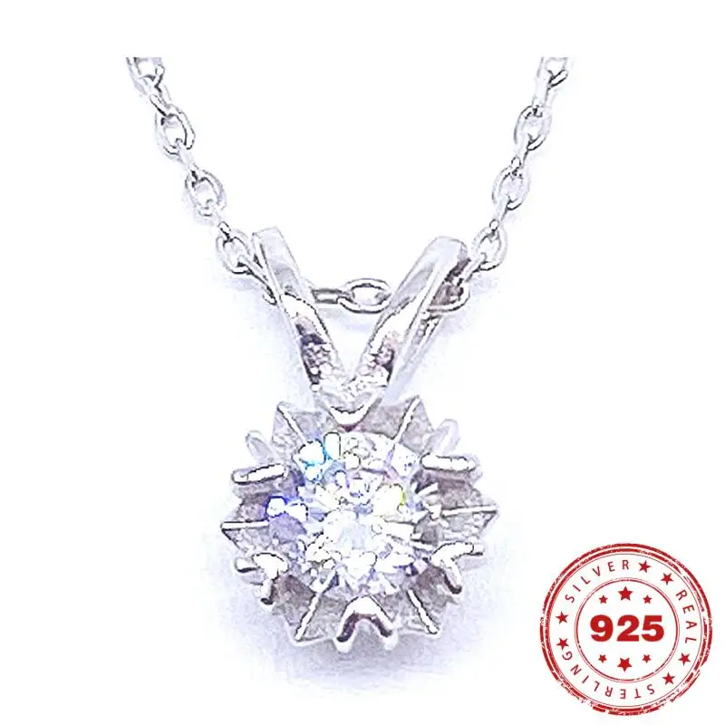 

HOYON S925 Stering Silver Single Brick Necklace Pendant For Women Men Simple Fashion Trend Clavicle Chain Valentine's Day Gift