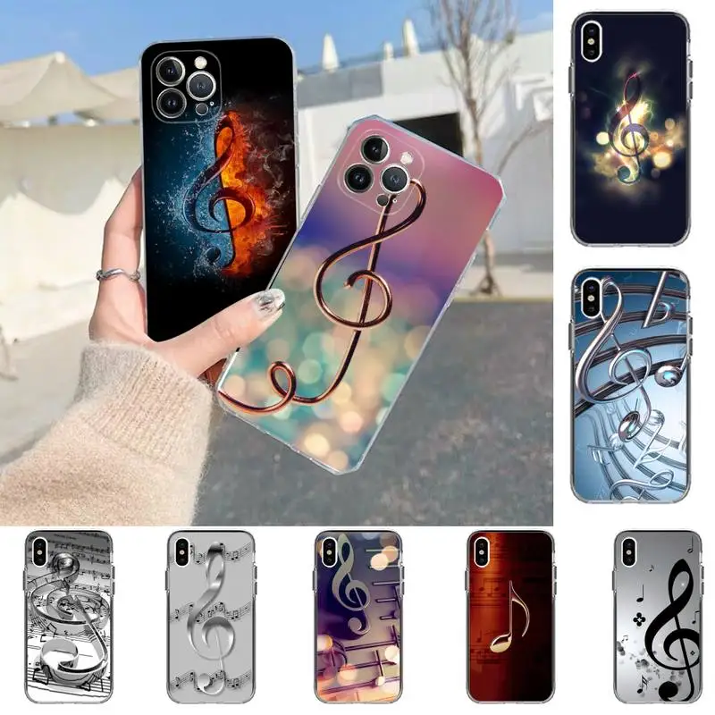 

Music Notes Phone Case For iPhone XR X XS Max 14 13 Pro Max 11 12 Mini 6 7 8 plus SE 2020 Printing Cover