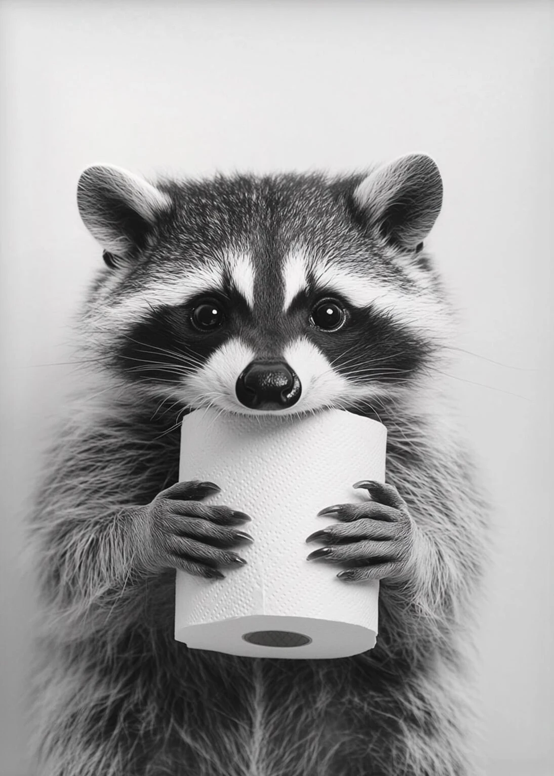 

Печать на холсте Highland Cow Otter Cat Raccoon с туалетной бумагой