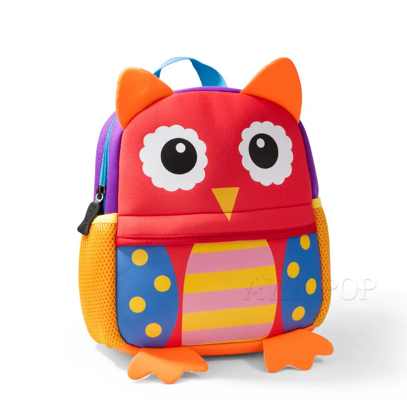

Cartoon Animals 3D Owl Kids Backpacks for Boys Girls Neoprene Children School Bags 2-5 Years Old Kindergarten Students Schoolbag