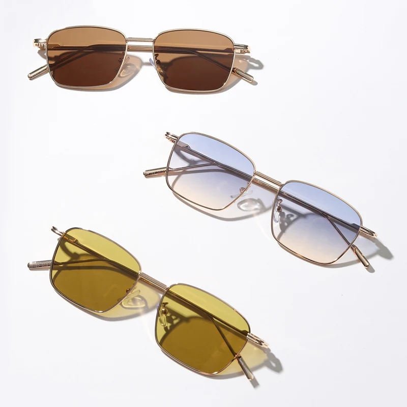 

Fashion Square Classic Sunglasses Women Korean Style Eyewear Glasses Ladies Gold Thin Frame Shades Sun Glasses