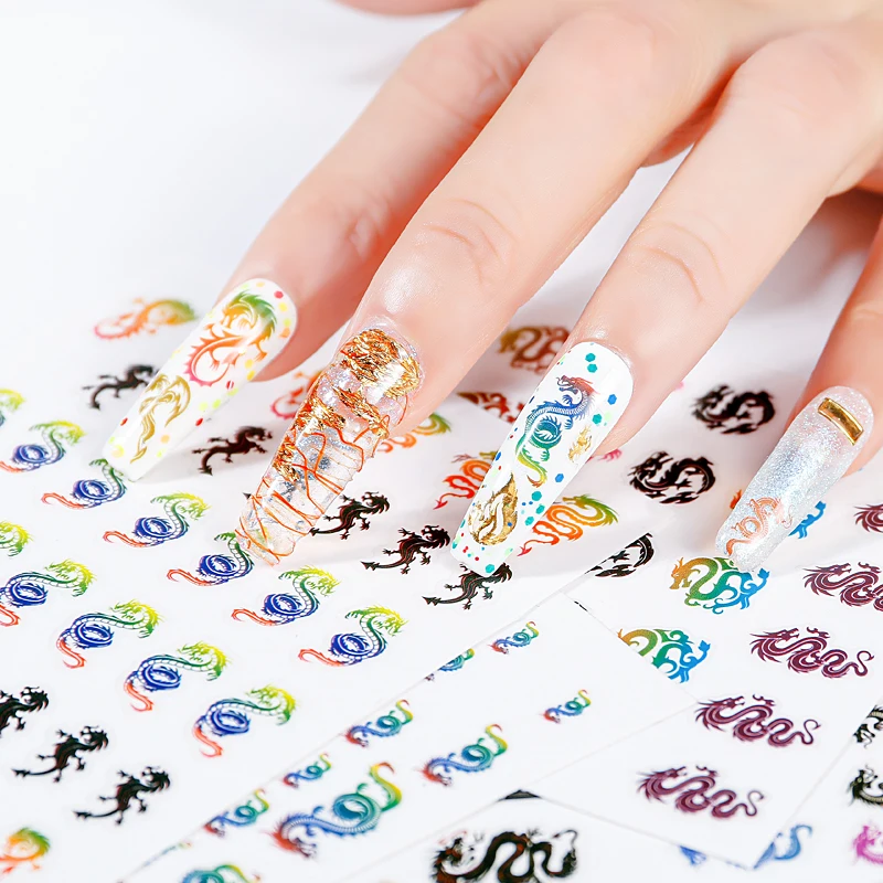 

1 Sheet Nail Art Sticker Western/Chinese Style Dragon Nail Decals 3D Manicure Beauty Tools Self Glue Dragon Sliders