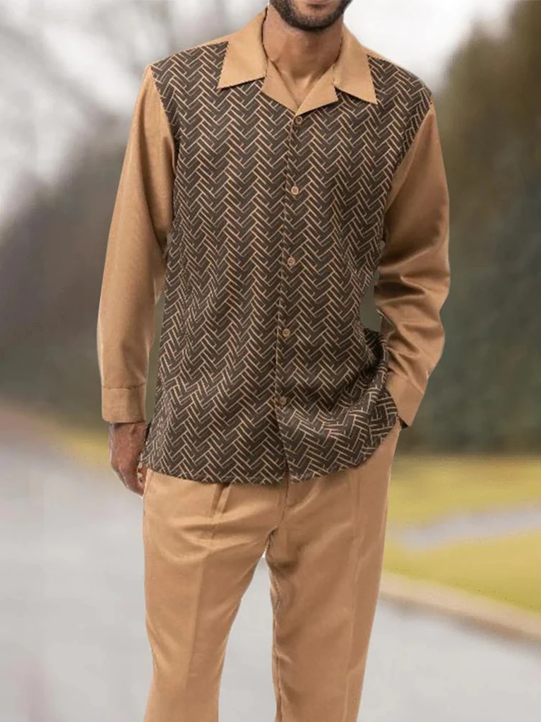 Men's Suit 2022 Men's Long Sleeve Shirt+Zipper Suit Pants Two-piece Street Outdoor Leisure Walking Suit Set Autumn New