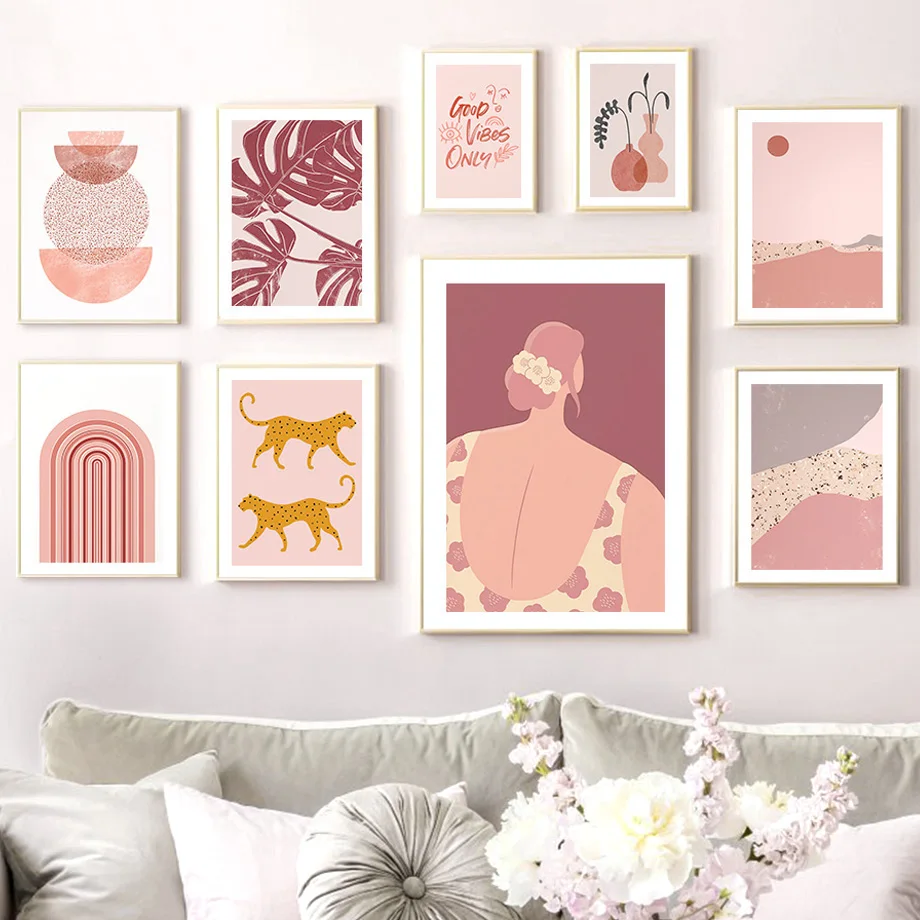 Феминизм женщина монстера Геометрия абстрактная настенная Картина на холсте