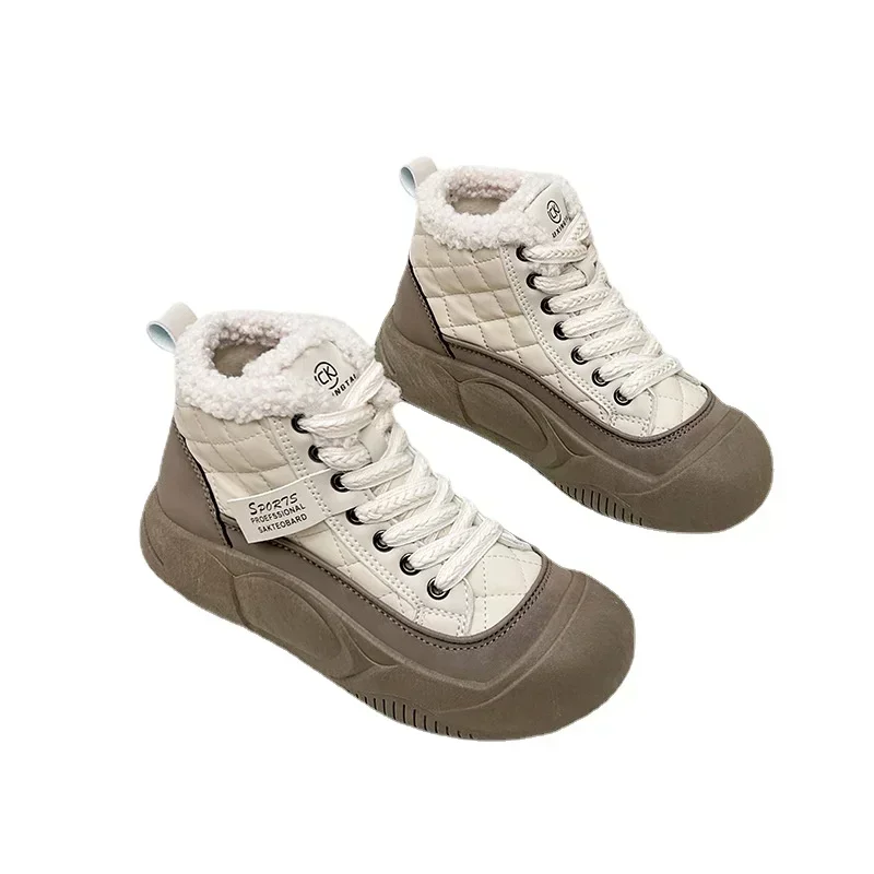 Зимние ботинки для женщин новый стиль с дополнительным флисом и толстыми теплыми