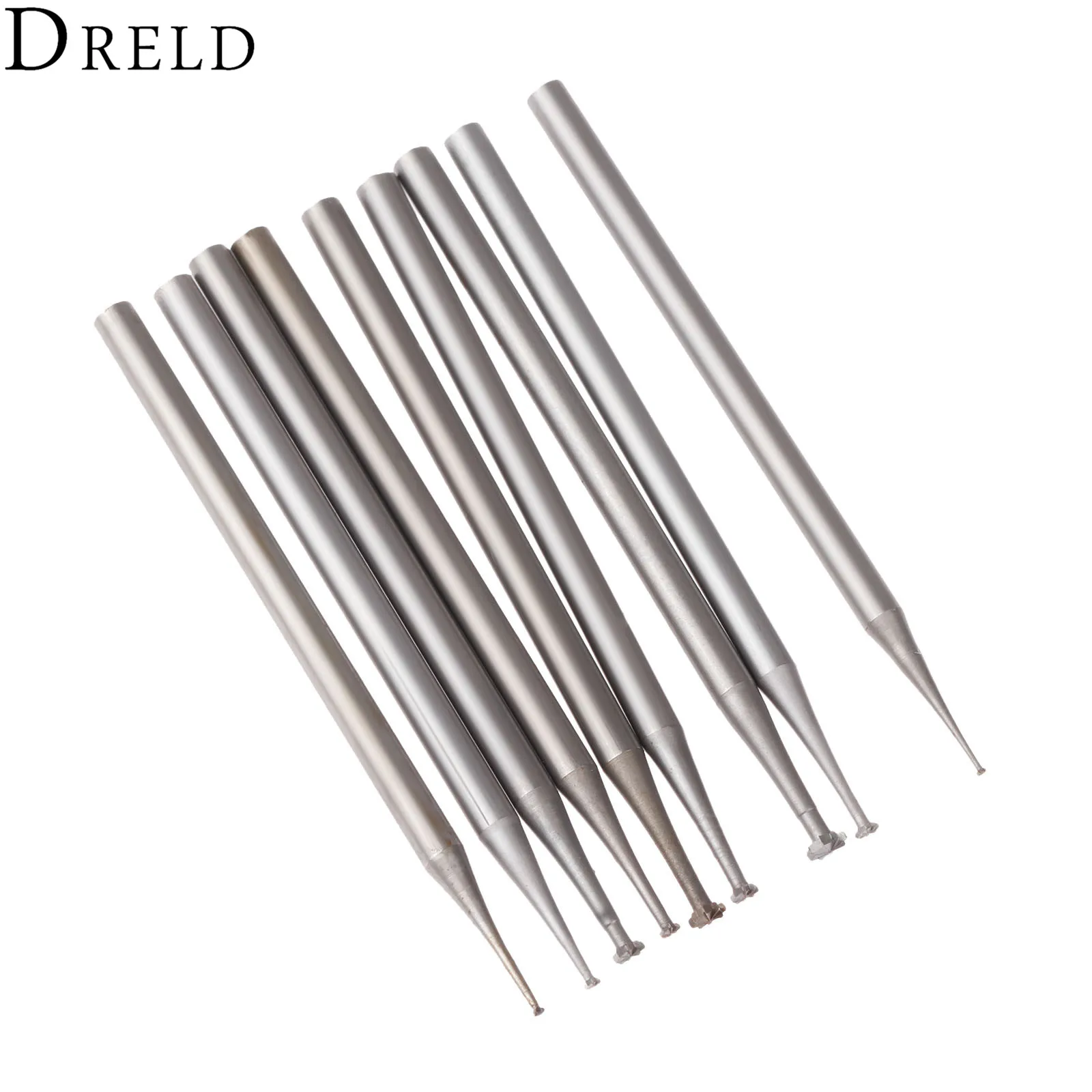 DRELD 9Pcs Dremel Accesories 2.35mm Shank Diamond Wheel Needle Grinding Head Engraving Knife For Stone Jade Carving Rotary Tool