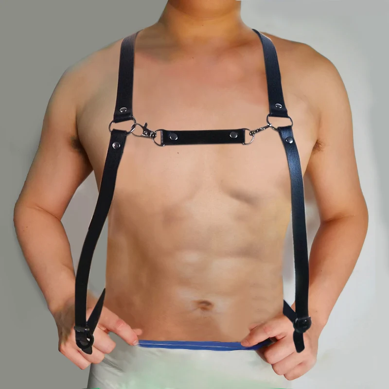

AIIOU Hollow Out Undershirt Men Sexy PU Leather Wrestling Singlet Elastic Fetish Costume Gay Hot Erotic Strap Bandage Underwear