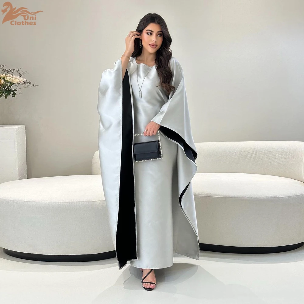Однотонные Абайи Uni с рукавом летучая мышь для мусульманской женщины элегантный