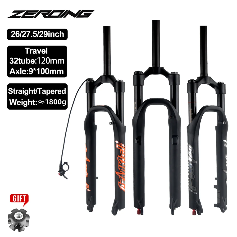 

ZEROING Air Fork Rebound Adjustment MTB Suspension 26/27.5/29 Straight/Tapered RL/LO Mountain Fork For Bike Quick Release