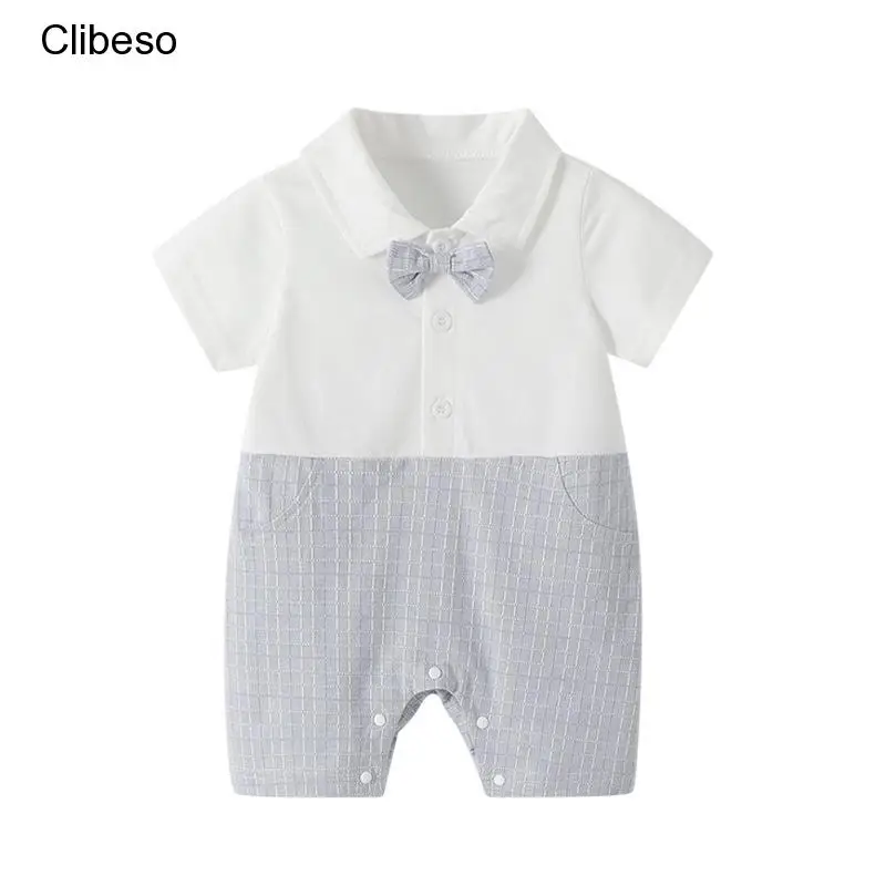 

Infant Boy Clothes Rompers Baby Formal Clothing Bow Tie Outfit Gentleman Kids Wedding Jumpsuits Newborn Toddler Costume 0-24M