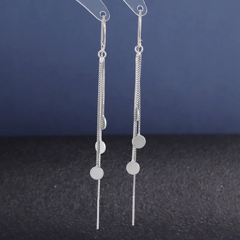 

Luxury S925 Sterling Silver Earrings Long Tassel Round Brand Earrings Earrings for Women Jewelry