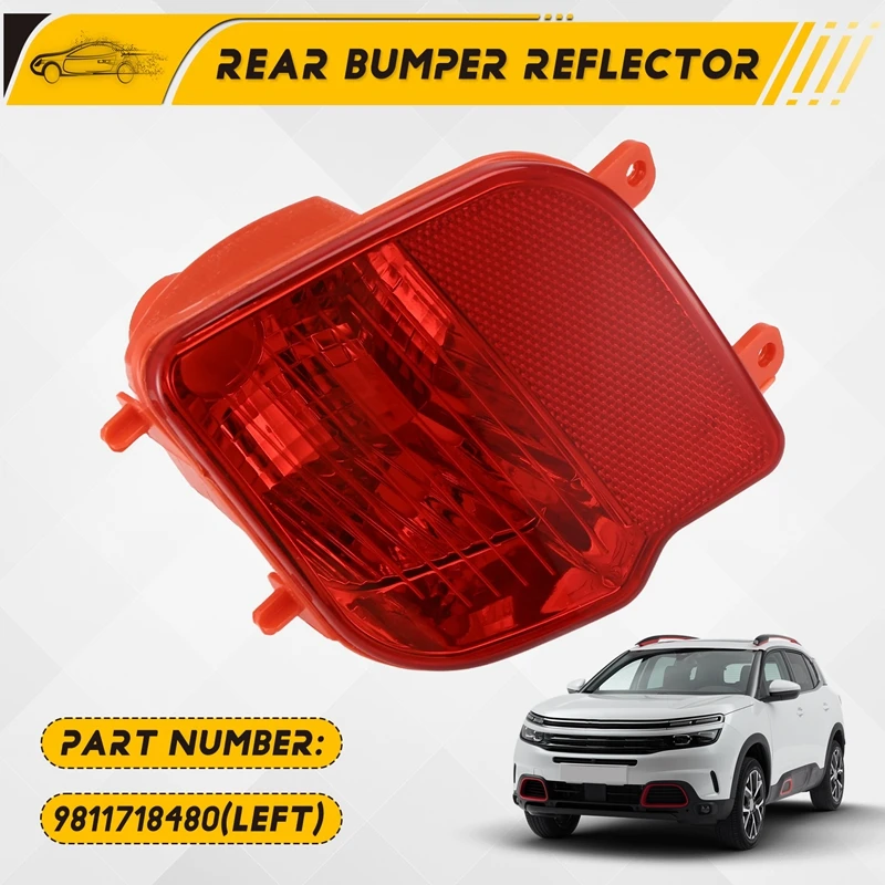 Отражающая пластина заднего бампера для Peugeot 4008 Citroen C5 AIRCROSS 2016 + предупреждающая