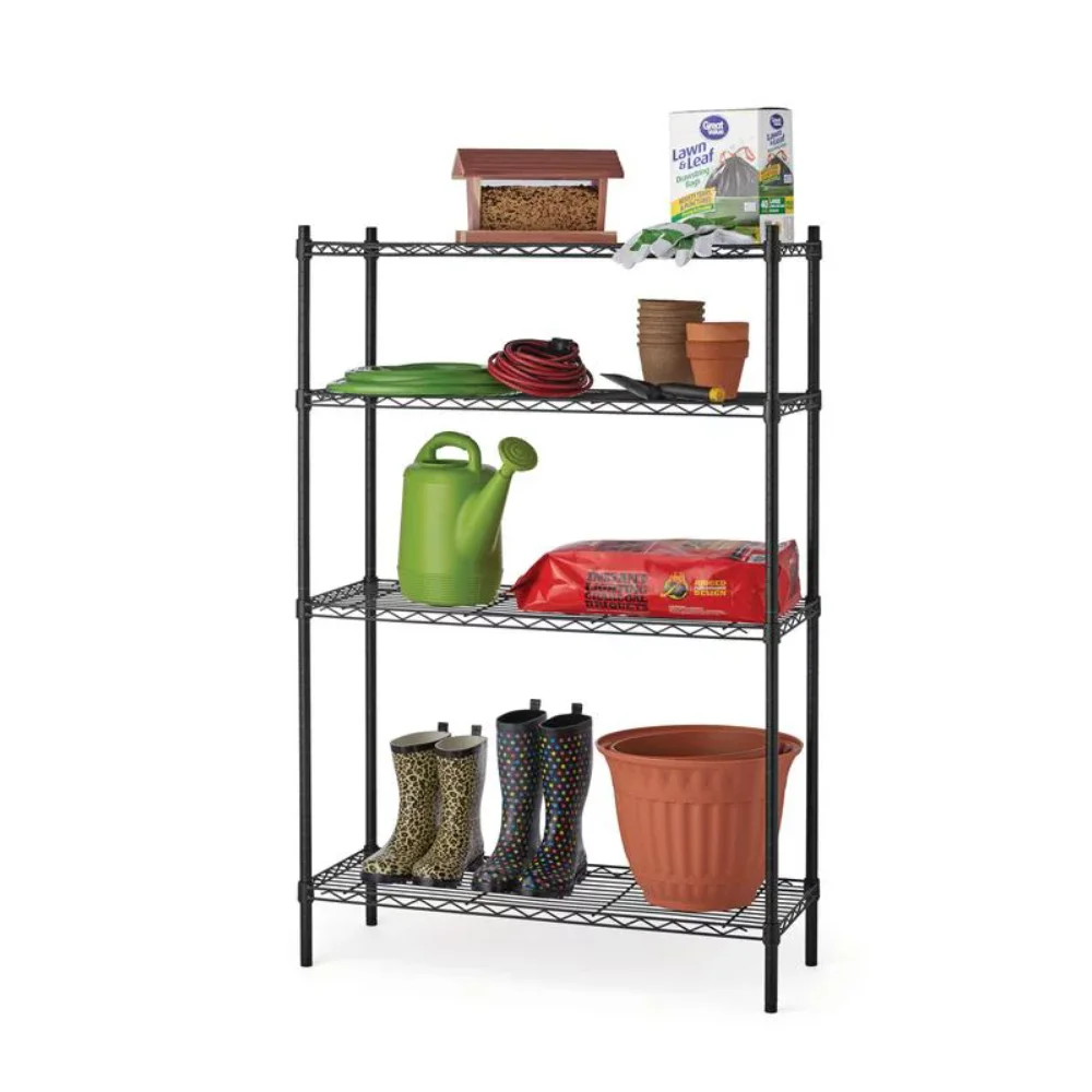 

4 Tier Wire Shelf Unit, Black, Capacity 1400 Lbs，Easy Assembly with No Tools Required，36.00 X 14.00 X 54.00 Inches
