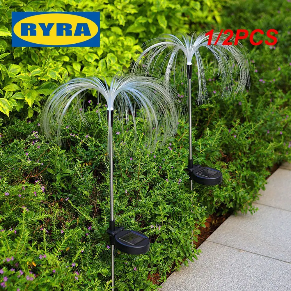 

1/2 шт. 7 цветов/теплые садовые фонари, оптоволоконная Медуза, садовое украшение, пластиковые солнечные садовые фонари, водонепроницаемые