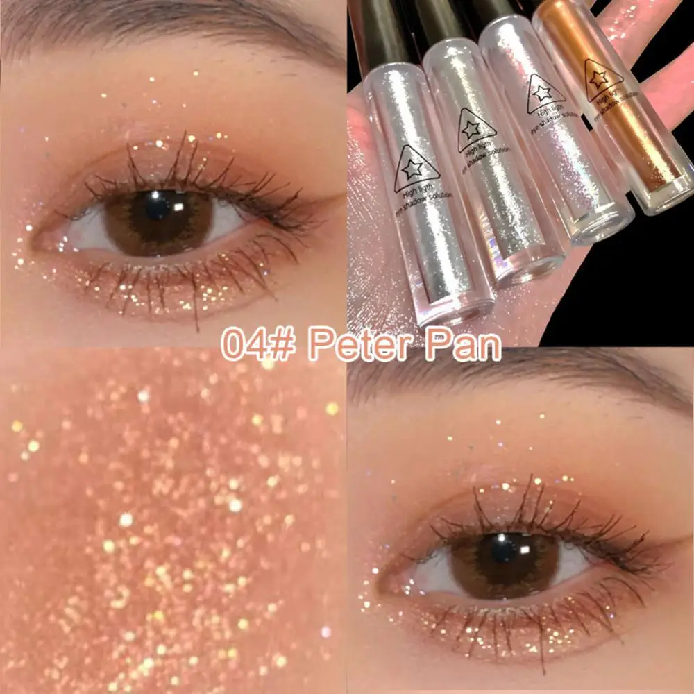 

4 Colors Crystal Glitter Eyeshadow Highlight Shimmer Sequins Eyeshadow Highlighter Brighten Lying Silkworm Pen Sparkling Eyes