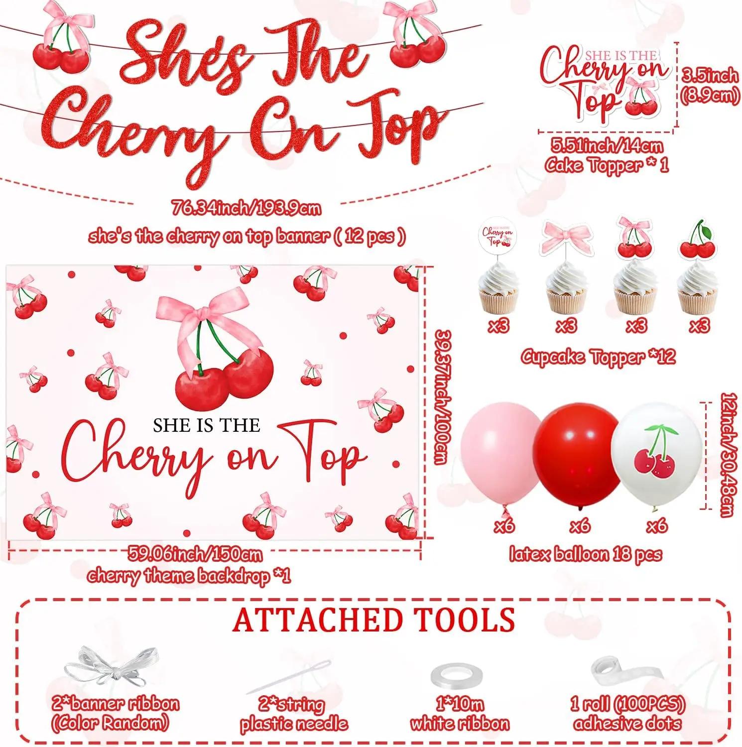 Kreatwow красный кокетливый набор украшений с вишней фруктовая тема фон для