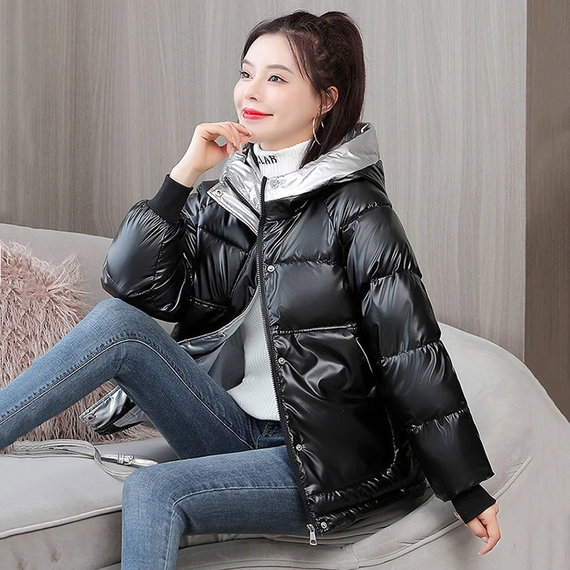 Hooded Loose Cotton Padded Thicken Jacket Winter Snow Wear Warm Short Parkas Korean Long Sleeve Bread Clothes Female Outwear