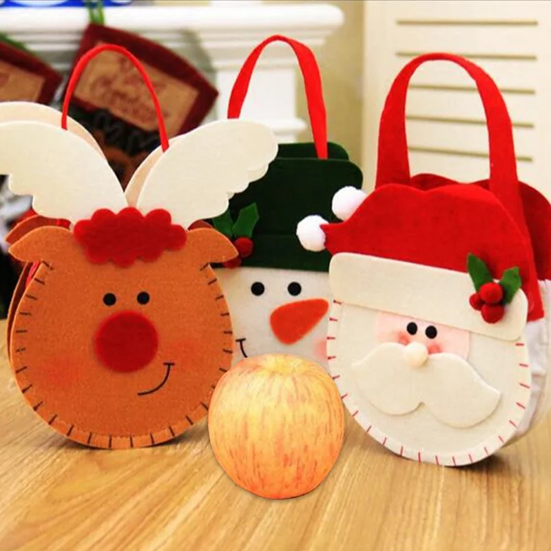 

Рождественские украшения, Подарочный пакет для конфет с яблоком, Детские праздничные принадлежности, креативные Мультяшные двусторонние т...