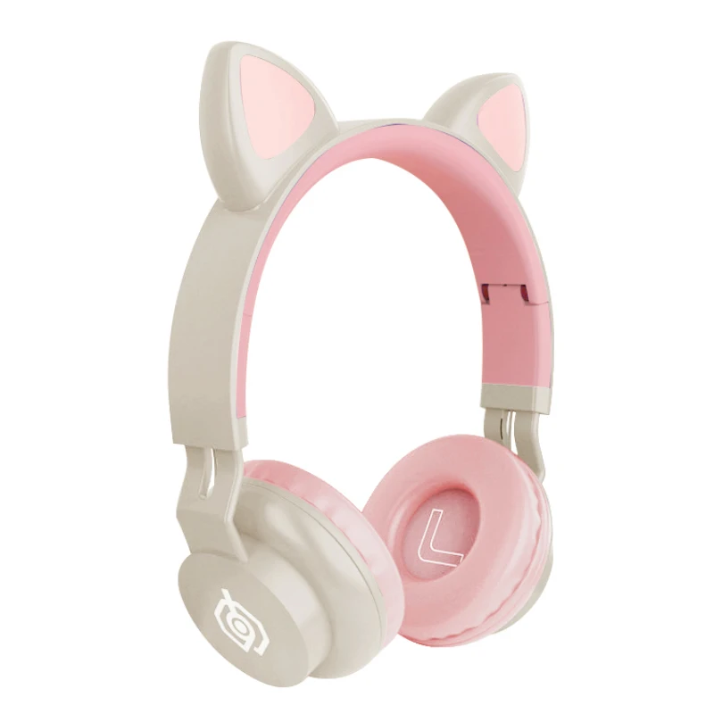 

With Microphone Foldable Cat Ear Bluetooth Headset Call Function Tws Earphone Wireless Headphone For Pc Laptop Phone Led Lights