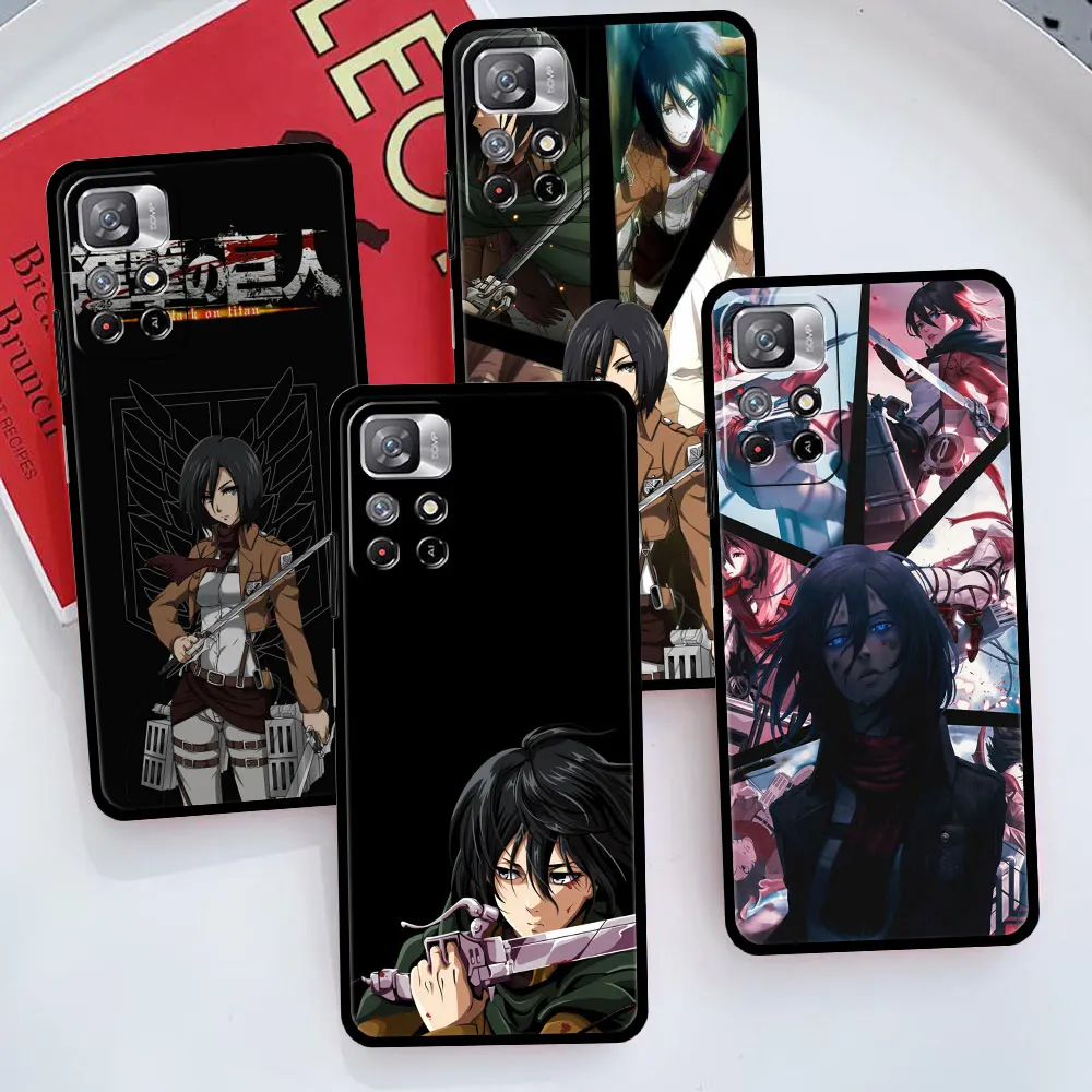 

Style Celulares Fundas For Xiaomi Redmi Note 8 9A 9S 9T K40 10 11 Pro 9C 7 9 10C K50 K40S Mikasa Ackerman