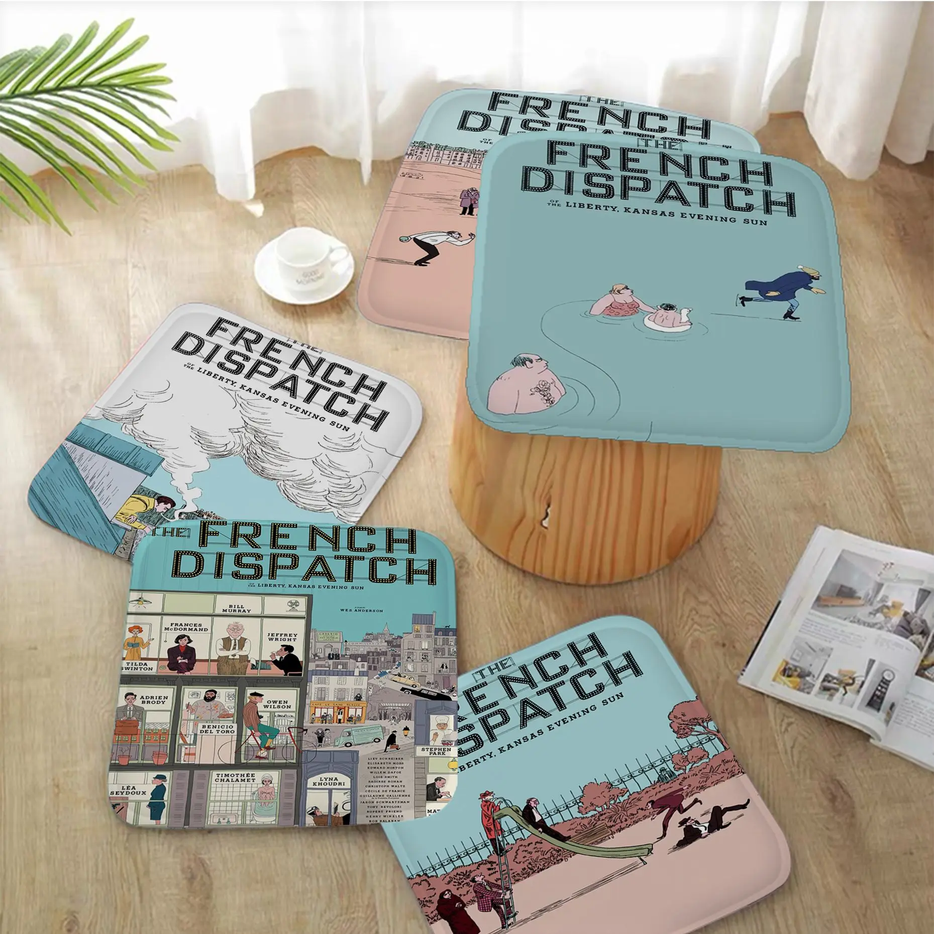 

The French Dispatch Movie Art Meditation Cushion Stool Pad Dining Chair Tatami Seat Cushion Anti-Slip Chair Cushions