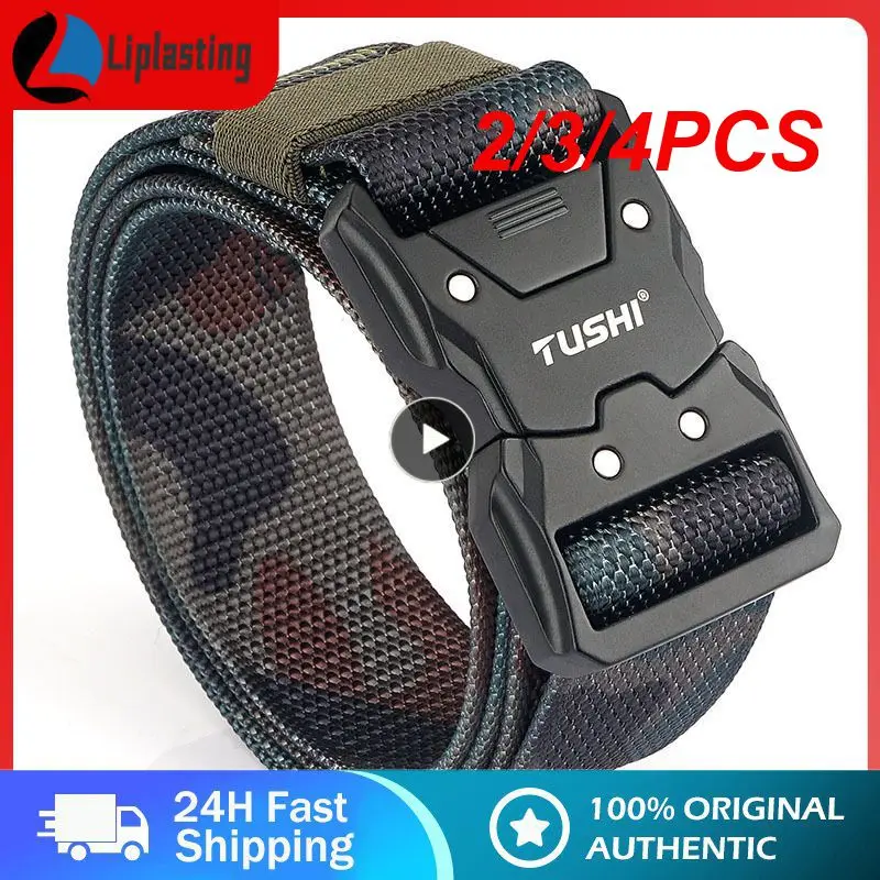 

New Unisex Elastic Belt Hard Alloy Quick Release Buckle Tough Stretch Nylon Men's Military Tactical Belt Work Camp Accessories