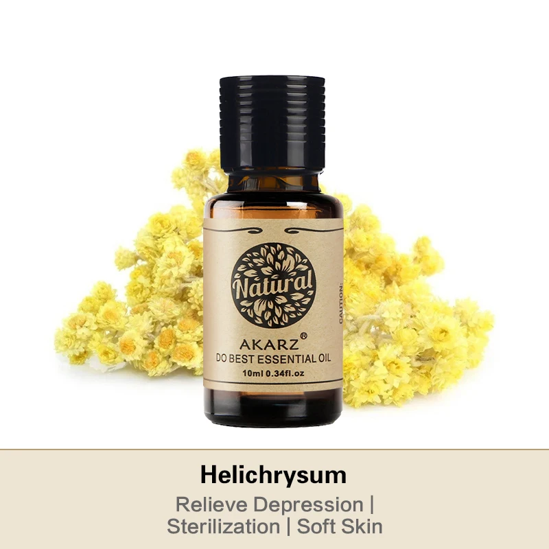 Фото Эфирное масло AKARZ Helichrysum, натуральное противовоспалительное противовозрастное масло для снятия депрессии, масло Helichrysum №3
