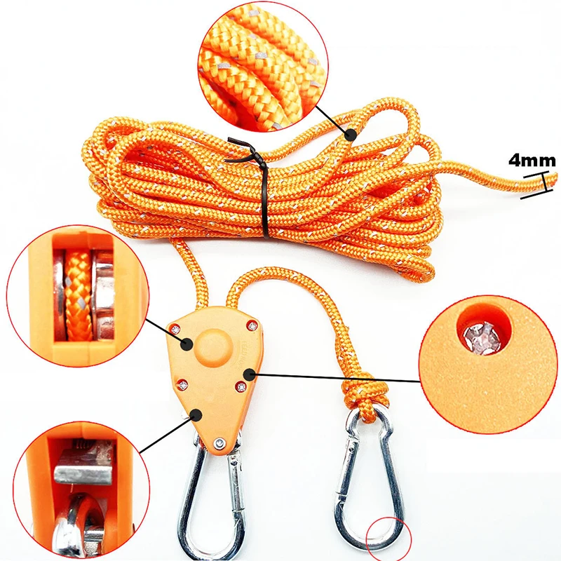 Светоотражающая Веревка 2/4/5 М С Фиксированной Пряжкой Диаметром 4 Мм Кронштейн