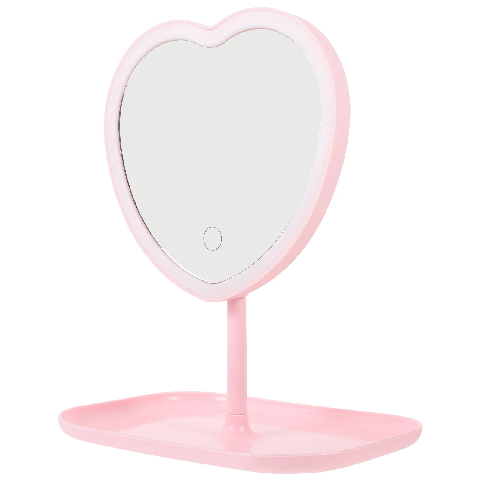 

Table Vanity Mirror LED Heart Makeup Heart-shaped Movable Abs Plastic Desk