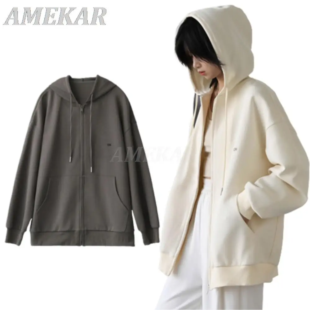 

Women's Sweatshirts Casual Loose Letter Embroidery Hoodies Sweater 2023 Spring Autumn Sports Jacket Lady Fashion Zip Hoodie Coat