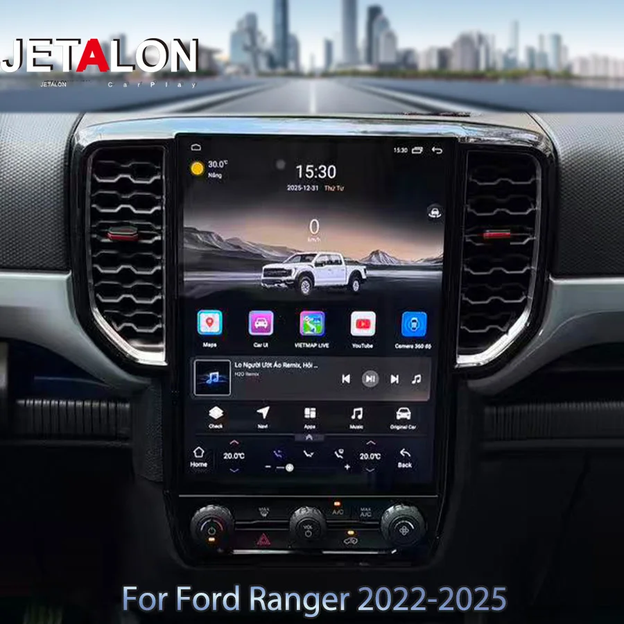 

12,1-дюймовый мультимедийный видеоплеер с двумя системами для Ford Ranger 2022-2025, автомобильная магнитола, GPS-навигация, Android, CarPlay, Wi-Fi