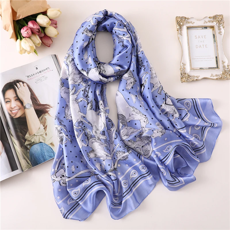 

Luxe Merk Vrouwen Sjaal Mode Print Zijden Sjaals Sjaals En Wraps Foulard Voor Lady Pashmina Bandana Hijaabs Echarpe