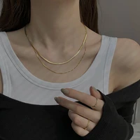 classic stainless steel snake bone chain double clavicle necklace for women personality punk necklace party birthday gift