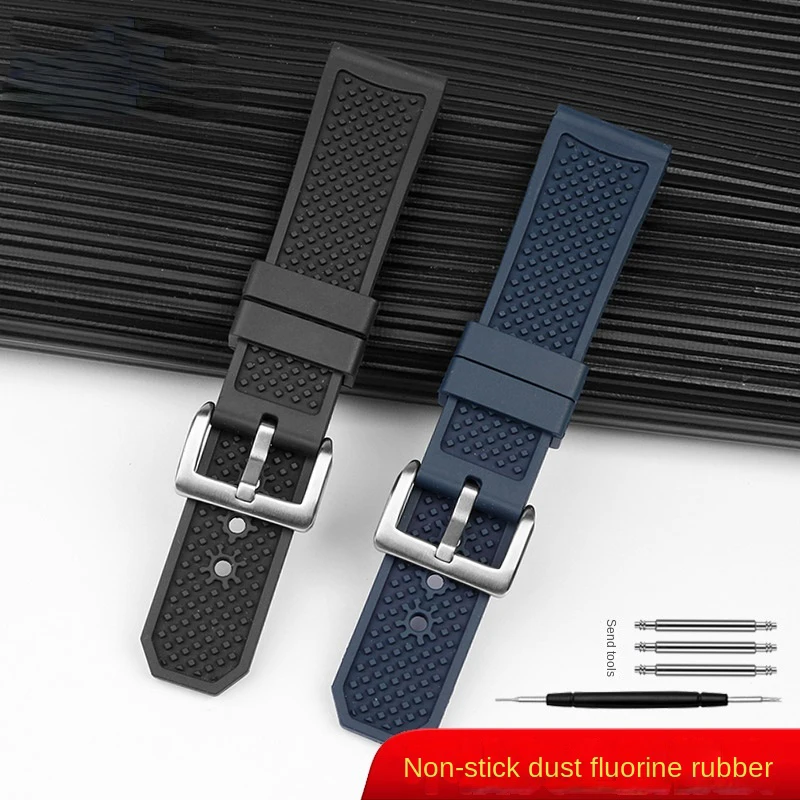 For Cartier Calibre London Tank Strap W7100056/WSCA0006W7100037/W7100041/7100015 man fluoro rubber silicone watchband 23mm 24mm