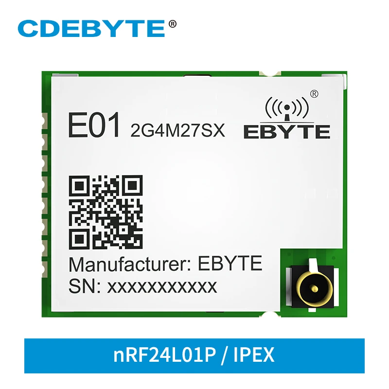 Радиочастотный модуль nRF24L01P, 2,4 ГГц, 27 дБм, большой радиус действия, GFSK, SPI, стандартная антенна IPEX, беспроводной передатчик и приемник SMD