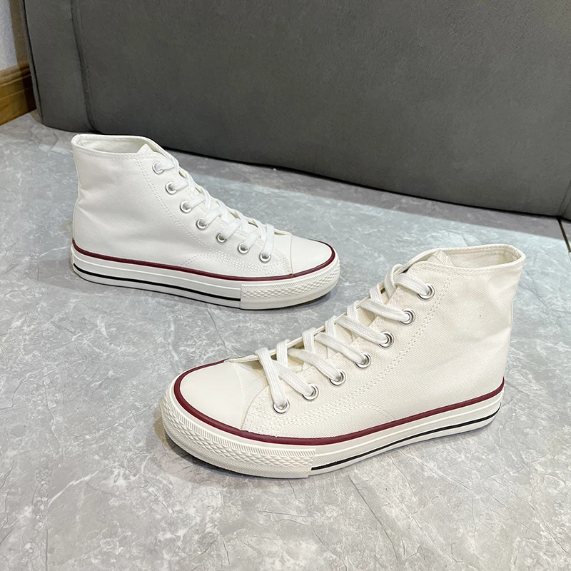 Women's Casual Canvas Shoes 2023 Spring Autumn Designer Brand Lace-up Sport Shoes High-Top Non-Slip Sneakers Zapatos De Mujer